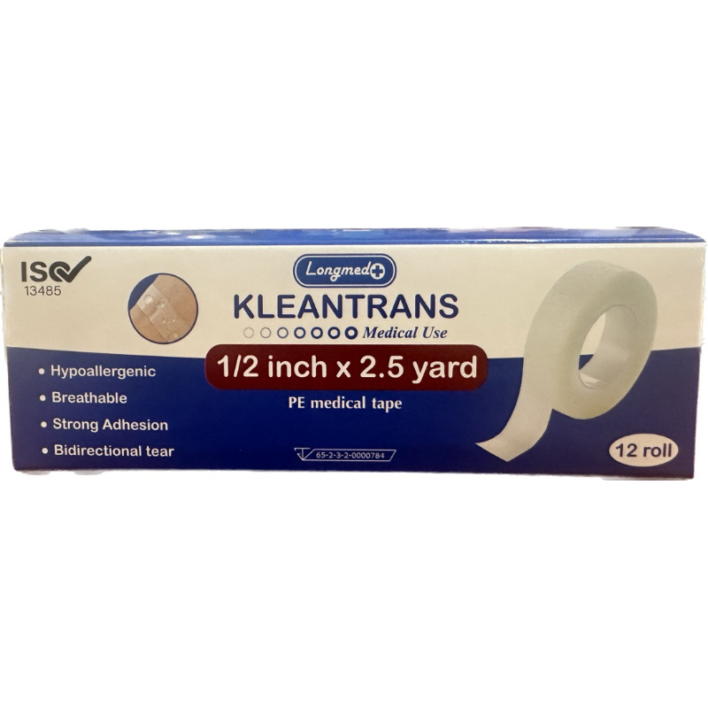 [ขายยกกล่อง 12 ม้วน]  Longmed Kleantrans Kleanpore คลีนทรานซเทปแต่งแผล ชนิดใส
