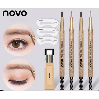 ชุดดินสอเขียนคิ้ว NOVO Eye brow nature ชุดเขียนคิ้ว + รีฟิลไส้ บล็อคคิ้ว กันน้ำ สีสวย -- 5146