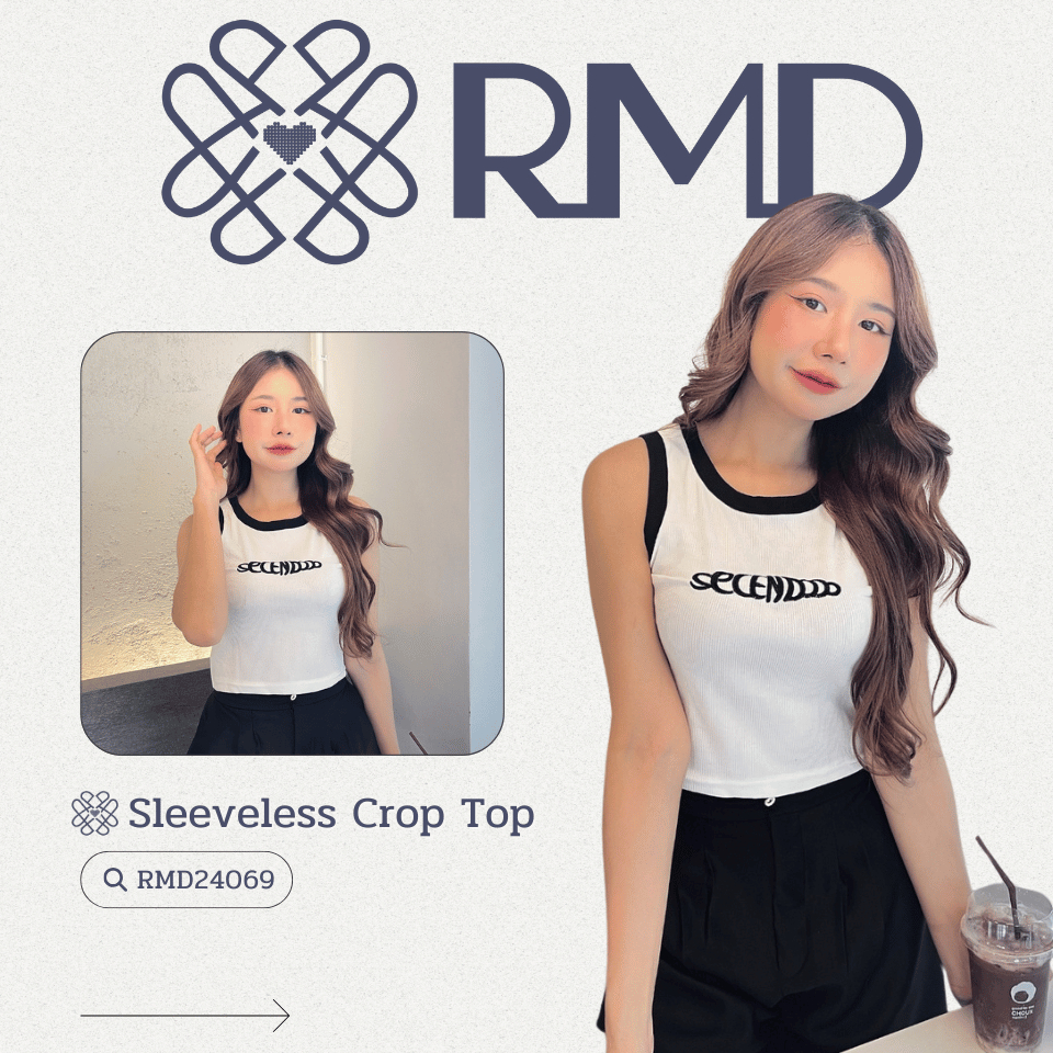 ℝ𝕄𝔻 𝕆𝕟𝕝𝕚𝕟𝕖 𝕊𝕥𝕠𝕣𝕖™ เสื้อกล้ามครอป แต่งกุ้นขอบ อกปักลาย secenddd มี 5 สีให้เลือก