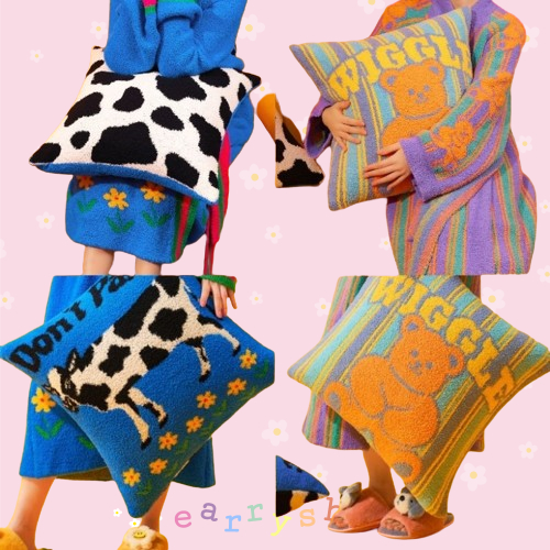 ( พร้อมส่ง ) Wiggle Wiggle Cushion Cover and Pillow Insert หมอน + ปลอกหมอน ขนปุย