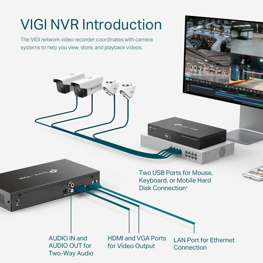 TP-Link เครื่องบันทึกกล้องวงจรปิด Network Video Recorder 8CH รุ่น VIGI NVR1008H