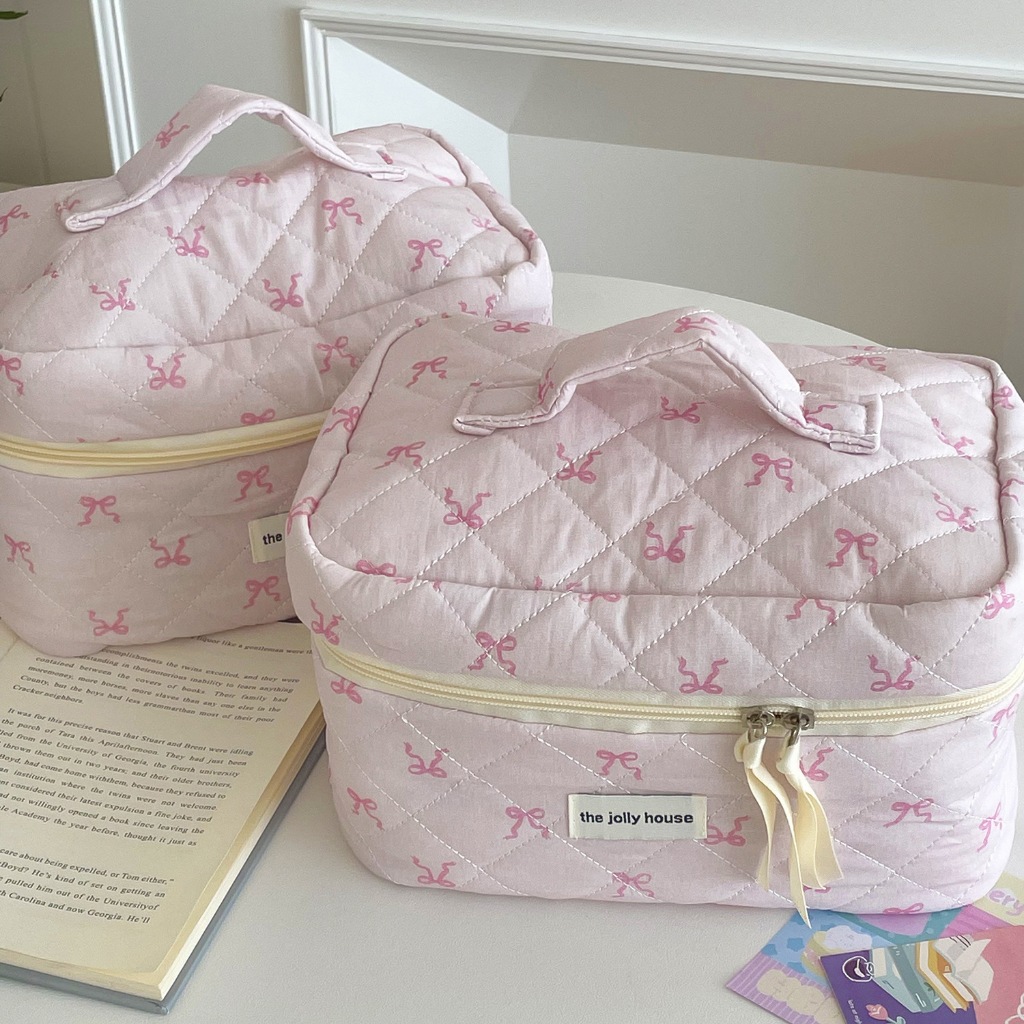 (พร้อมส่ง〰️) 🎀 Pink Ribbon Bow Cosmetic Bag กระเป๋าเครื่องสำอางค์