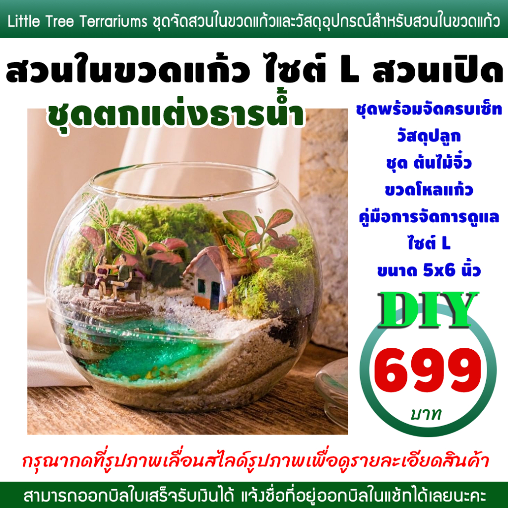 Terrarium DIY สวนในโหลแก้ว ไซต์ L 699 ชุดตกแต่งธารน้ำ มีให้เลือก 3 สี