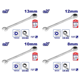 EMTOP ประแจแหวนฟรีข้างปากตาย ขนาด 8 - 19 mm ชุบโครเมียม ผิวด้าน ประแจแหวน ประแจปากตาย