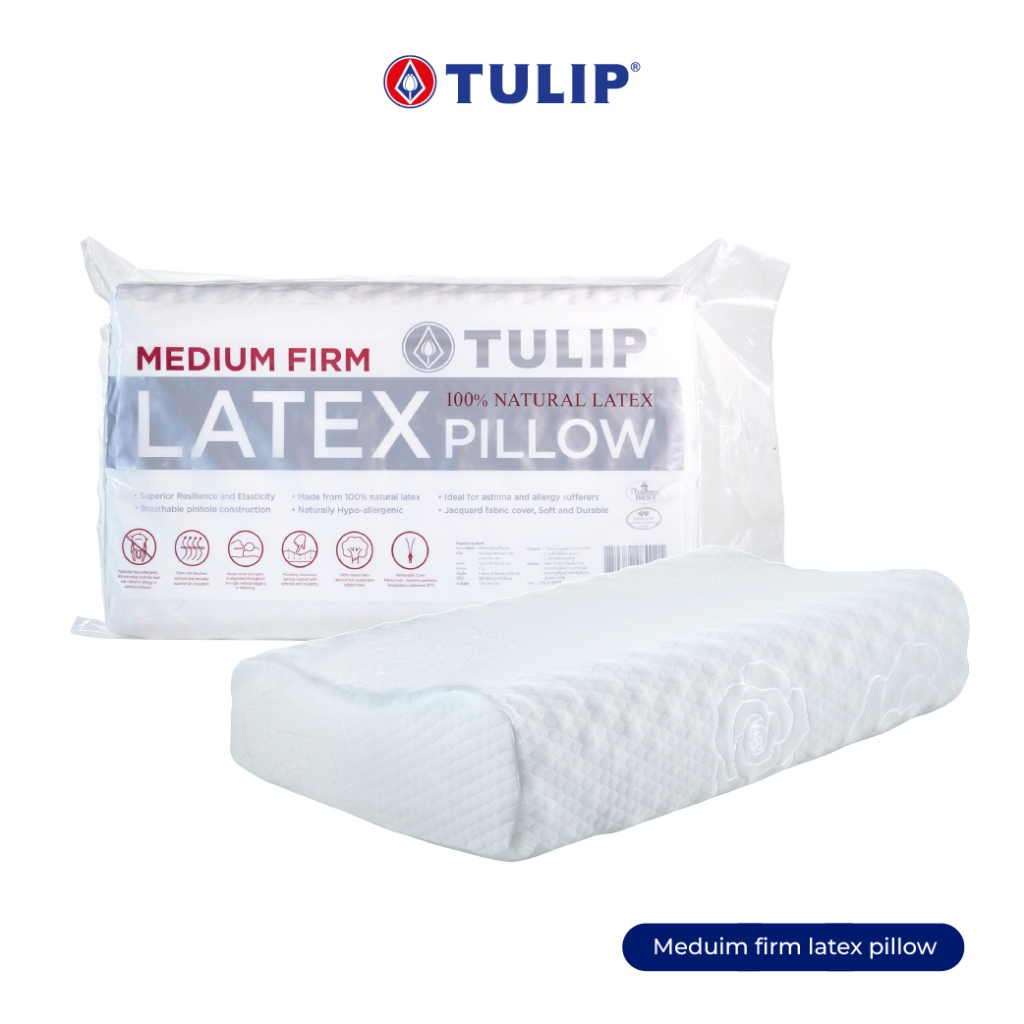 TULIP หมอนหนุนสุขภาพ รุ่น มีเดียมเฟิร์มลาเท็กซ์ พิลโล Meduim Firm Latex Pillow