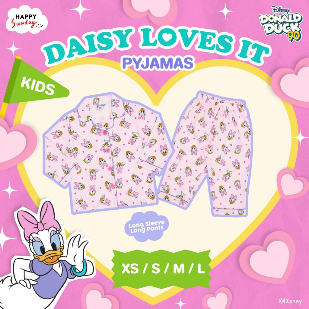 [KIDS SIZE] DAISY LOVES IT PYJAMAS | ชุดนอนลายเดซี่ดั๊กสีชมพู