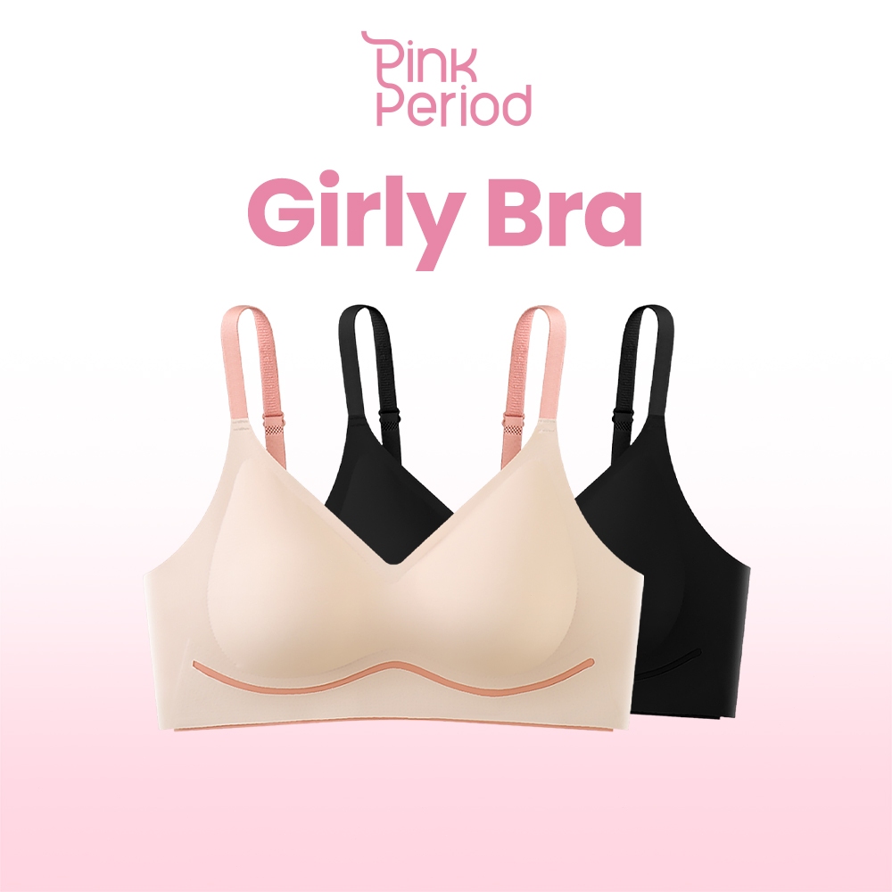 Pink Period🎀เจลลี่บราไร้โครง บราไร้ขอบ กระชับ อกชิดสวย ไร้ตะเข็บไม่ระคายเคืองผิว ไร้โครง กางเกงใน ชั้นใน Bra-056