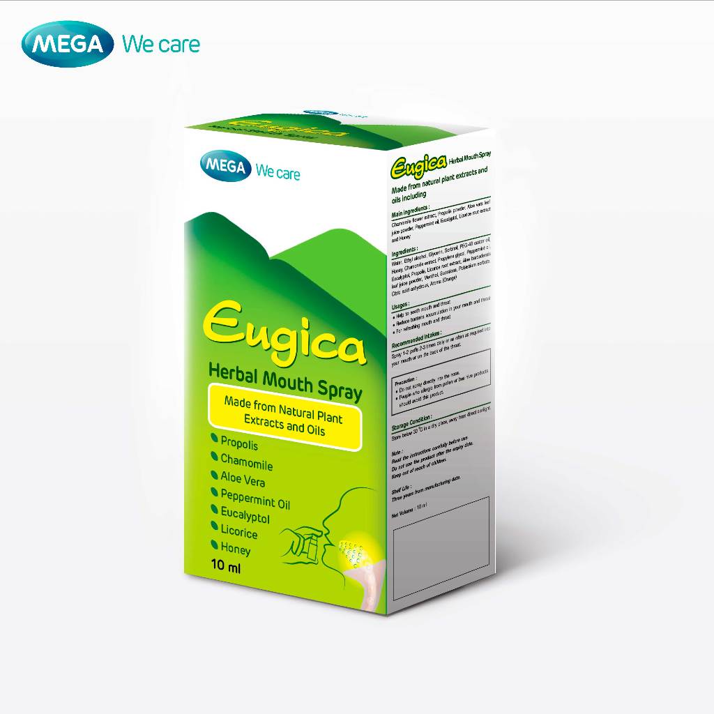 MEGA We care เมก้าวีแคร์ EUGICA HERBAL MOUTH SPRAY ยูจิก้า เฮอร์บอล เม้าท์ สเปรย์ (EM010I)