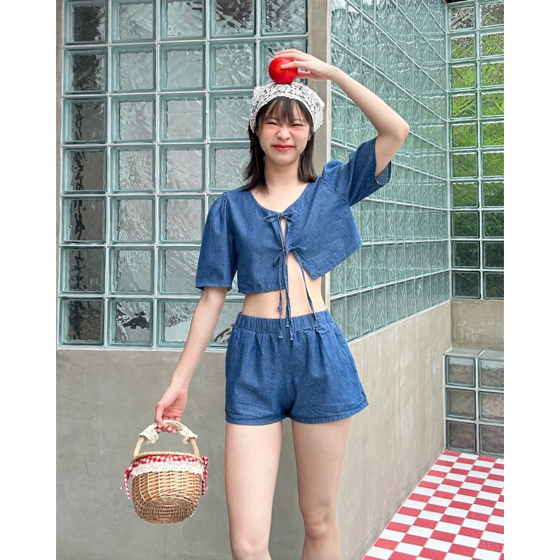 Samantha Puff Denim Set // เซ็ทยีนส์เทียม