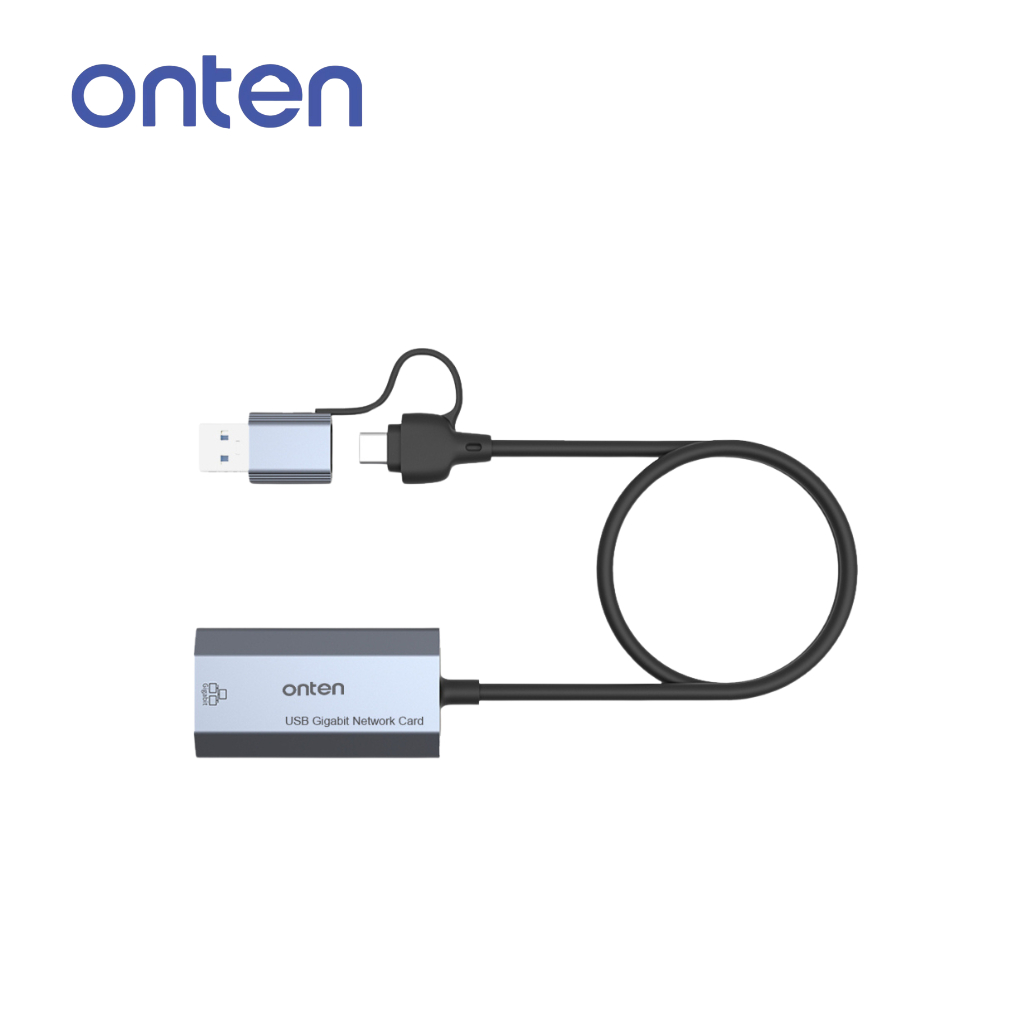 ONTEN UE101 อะแดปเตอร์สายแลน 2 in 1 USB 3.0 +Type C to LAN  Adapter Gigabit RJ45 รองรับความเร็วสูงสุ