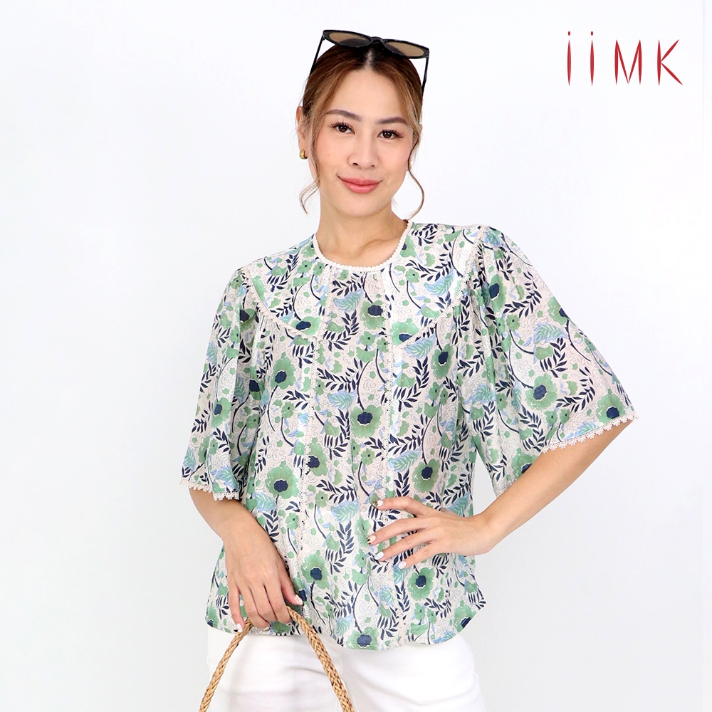 iiMK เสื้อเบลาส์เสริมเทปลูกไม้ LACE SUNNY CUTE BLOUSE WKB665