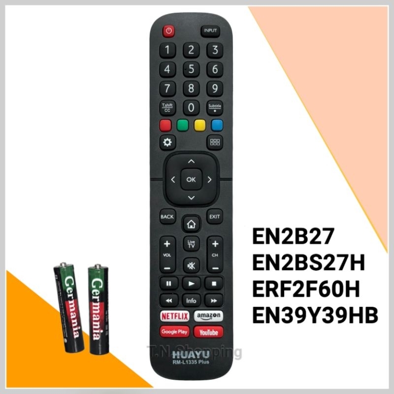 รีโมทสมาร์ททีวี รหัส RM-L1335PLUS  ยี่ห้อ Hisense ไฮเซ่นส์ รุ่น EN2B27 EN2BS27H ERF2F60H EN39Y39HB
