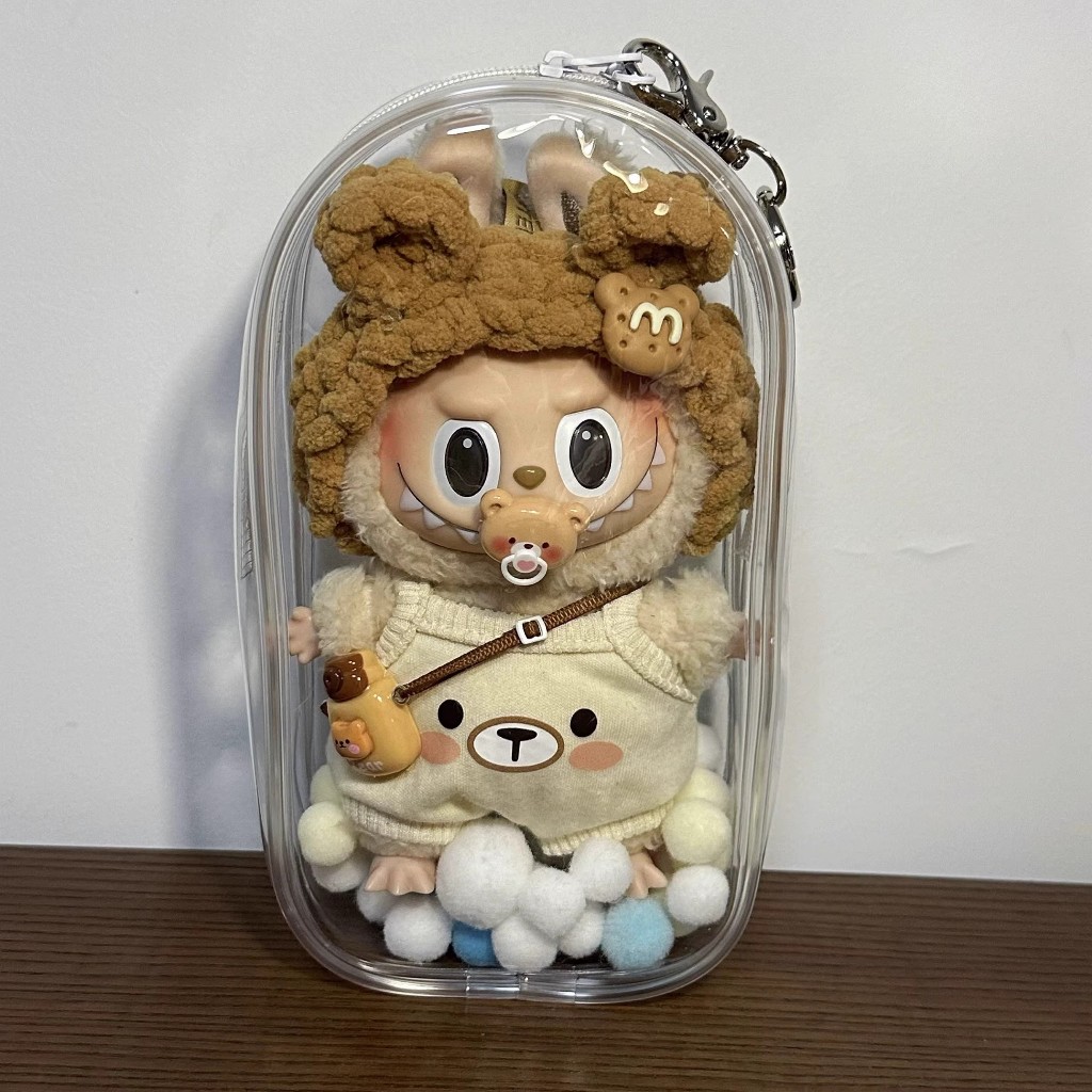 กระเป๋าใส่ลาบูบู้ ห้อยกระเป๋า พวงกุญแจ PVC แบบใส หนา กันฝุ่น แฟชั่น พวงกุญแจ Onesuper