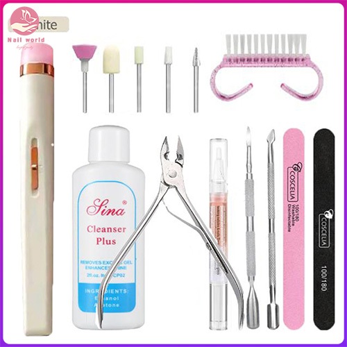Nail World ชุดเครื่องมือสว่านขัดเล็บ เล็บสำหรับเอาหนังกำพร้ายูวีเจลทำความสะอาดแปรง / แถบขัด / เหล็กดัน / โภชนาการปากกา