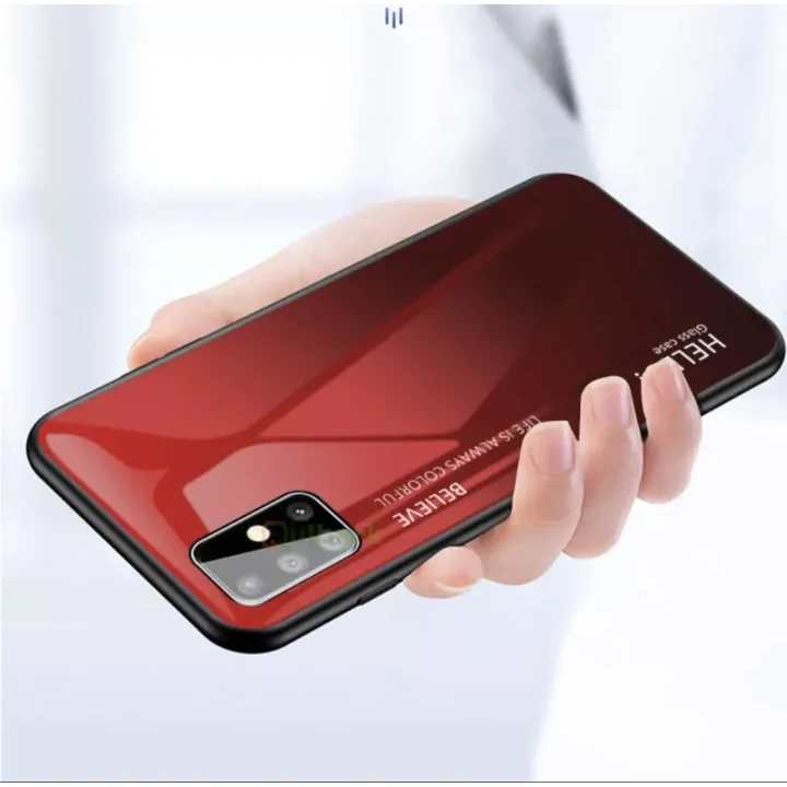 Case Samsung galaxy A71 5G เคสกระจกสองสี เคสเงาไล่สี ขอบนิ่ม TPU CASE