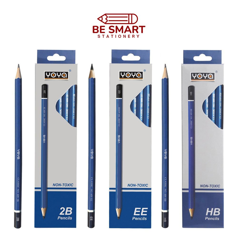 ดินสอดำไม้ Yoya รุ่น 609 2B / HB / EE จำนวน 12 แท่ง / กล่อง โยย่า ใช้สำหรับงานเขียนทั่วไป วาดภาพ สเก็ตแบบ หรือทำข้อสอบ