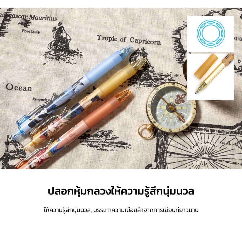 M&G QBP888A1 ปากกาลูกลื่น ONE PIECE 0.38 มม หมึกสีน้ำเงิน ปากกาเจล กดปากกาลูกลื่น ลวดลายการ์ตูน - รูปที่ 5