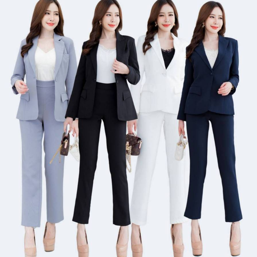เสื้อสูทผู้หญิงเข้ารูป No.2326 ใส่คู่กางเกงกระบอกเล็ก No.2326-2 (S-6XL)