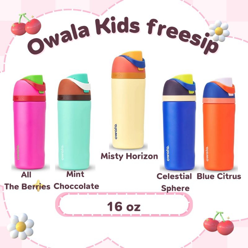 (พร้อมส่ง นำเข้า ) เก็บโค้ดคุ้ม!!ลดเพิ่ม Owala 16oz Kids' Freesip ขวดน้ำเก็บความเย็น 16 ออนซ์