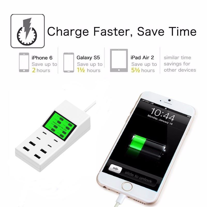 8 Port USB Charger USB 4 Port / TYPE-C 4 Port LCD Display for Multiple Mobile Phones,iPads,Tablets