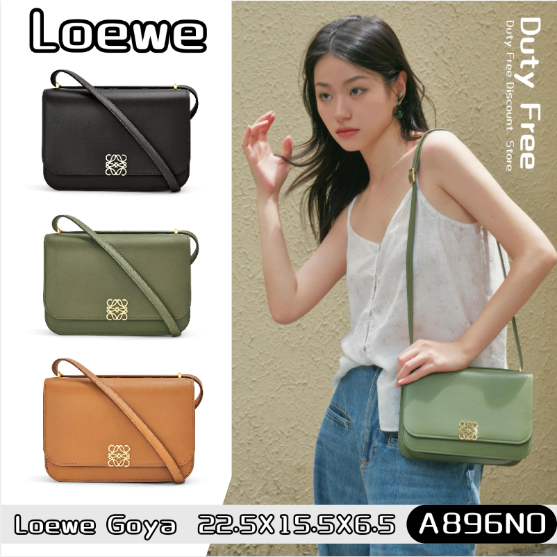 💼Loewe Goya cowhide leather women's crossbody bag โลเอเว่✨กระเป๋าสะพายไหล่/กระเป๋าใต้วงแขนสตรี A896N