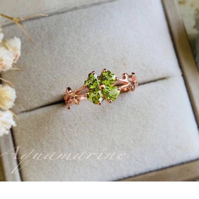 แหวนพลอยเพริดอต ดีไซน์ใบโคลเวอร์ (Clover leaf Collection )