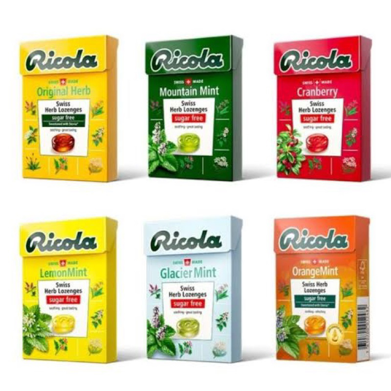 Ricola ลูกอม40กรัม แครนเบอรี่ มิ้นท์ ส้ม ออริจินัล แท้ ราสเบอรี่ เมาท์เทนมิ้น fl
