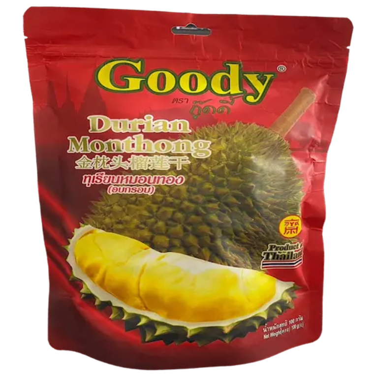 ทุเรียนหมอนทองอบกรอบ ตรากู๊ดดี้ 100 กรัม Goody Durian Monthong 100G Durian vacuum freeze dried
