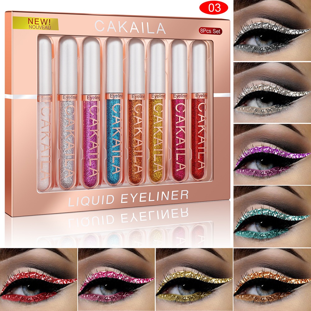 8 PCS Liquid Eyeliner Set Glitter Eye Liner แต่งหน้าสำหรับผู้หญิงเครื่องสำอางค์