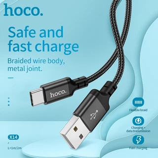 HOCO X14 สายชาร์จมือถือ สำหรับ Micro/Type-C/iOS กระแสไฟสูงสุด 2.0A สายชาร์จ 1-3 เมตร สายถักไม่พันกัน