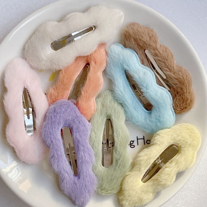 L077 กิ๊ฟขนปุยเมฆ ขนาดใหญ่ 7.5×3.5 ซม. มี 5 สีให้เลือก พร้อมส่งจากไทย (*ขั้นต่ำ 3 ชิ้น)