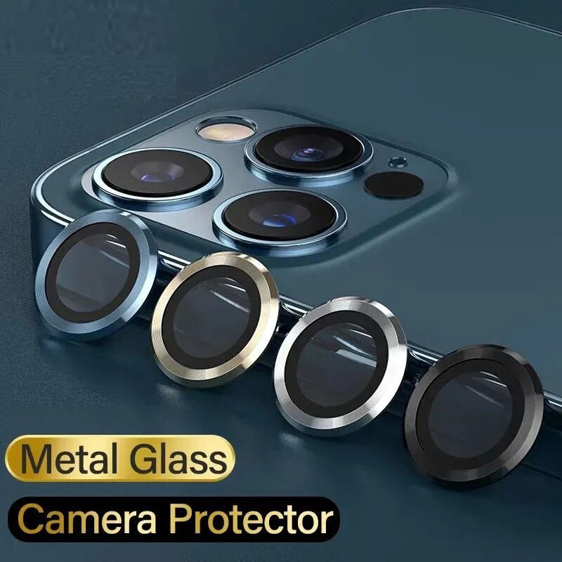 กระจกกันรอยเลนส์กล้องวงแหวนโลหะ For iPhone 11 12 13 14 15 16 Pro Max 12 Mini 15 Plus ฝาครอบกล้องป้องกันเลนส์ฟิล์ม