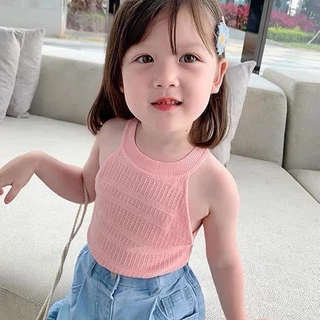 MC050 พร้อมส่ง เสื้อแฟชั่นเด็ก คอกลม สายสลิงเด็กผู้หญิง แบบใหม่ สวยน่ารักกก