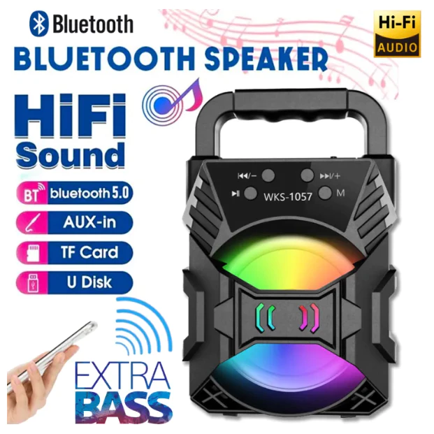 🎵ขายดีเป็นเทน้ำเทท่า🎵รุ่นลําโพงบลูทูธ KTX-1057 ลําโพงพกพากลางแจ้ง ลําโพงไร้สาย ลําโพงสเตอริโอกลางแจ้งแบบใช้มือถือ