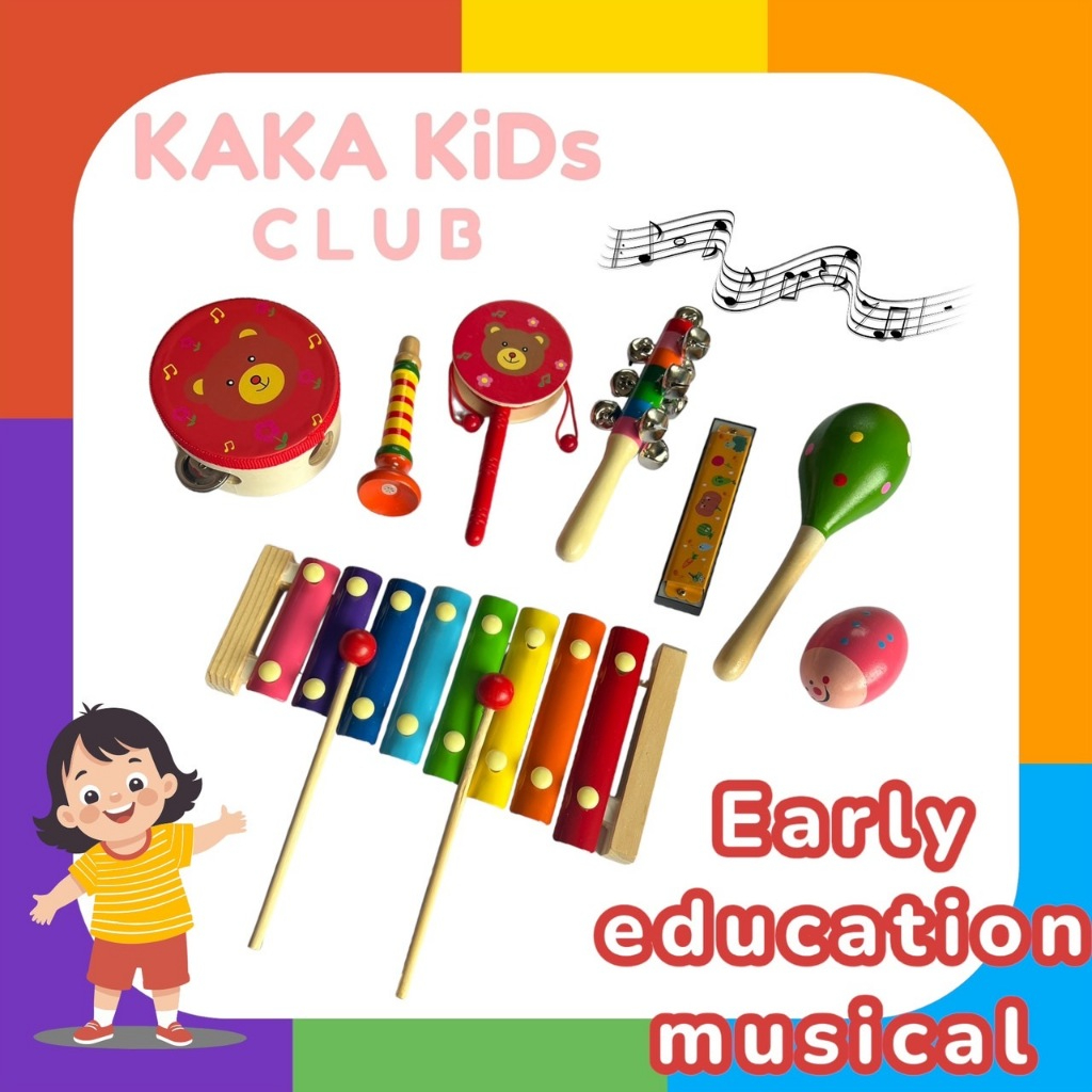 เครื่องดนตรี 8 ชิ้น ลูกแซก ไม้กระดิ่ง ระนาด แทมบูริน อื่นๆ Early education musical