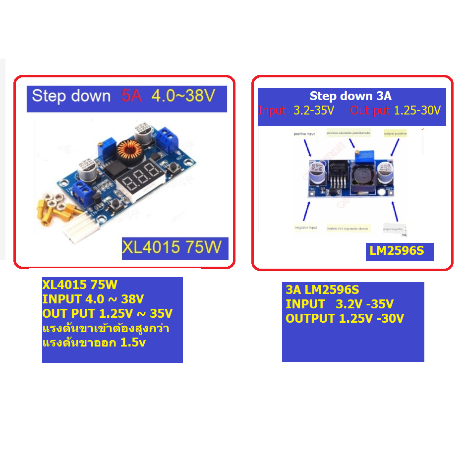 DC-DC step down โมดูล 3A 5A ปรับ step-down LM2596S (3A)