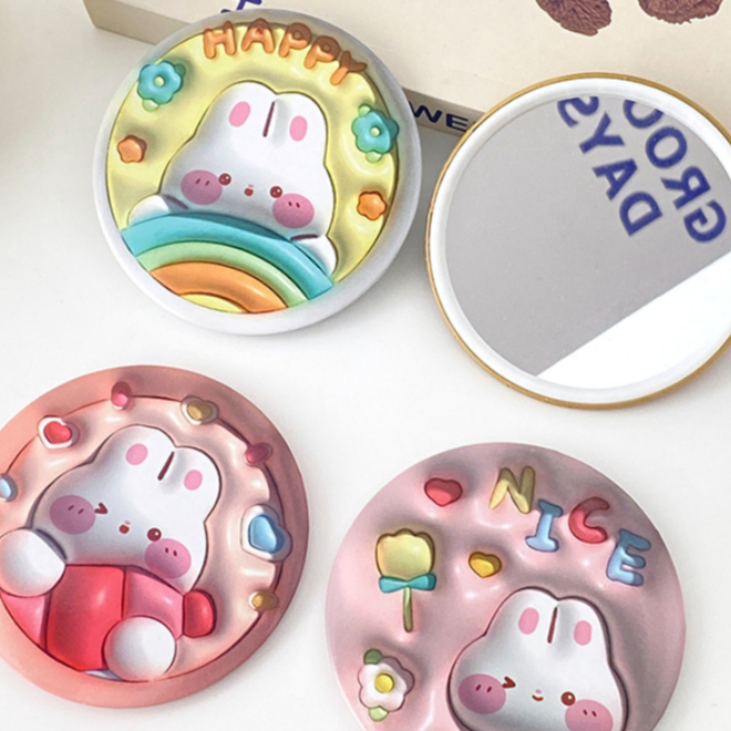 🌼Flower🌼กระจกพกพา กระจกแต่งหน้า น้ำหนักเบา พกพาง่าย ลายน่ารัก สำหรับผู้หญิง ของขวัญ ของแถม พร้อมส่ง