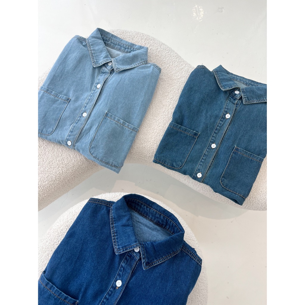 Milli jeans shirt เสื้อเชิ๊ตผ้ายีนส์แขนสั้นใครชื่นชอบยีนส์ไม่ควรพลาดเลยนะคะ เพราะผ้าดีมากๆ