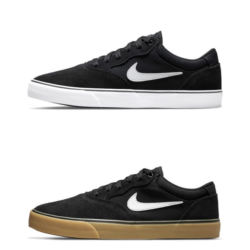 NIKE SB CHRON 2 รองเท้าสเก็ตหนังกลับสีดำรองเท้าลำลองสำหรับผู้ชายและผู้หญิง DM3493-001-002