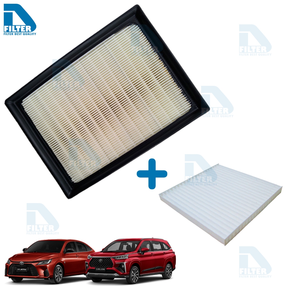 ชุดกรองอากาศ + กรองแอร์ Toyota โตโยต้า All New Yaris Ativ 2023-2024,Veloz 2022-2024 By D Filter (DA705+DB019)