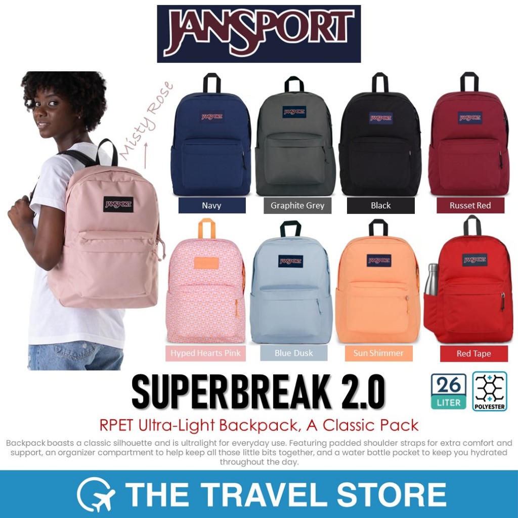 JANSPORT SUPERBREAK 2.0 RPET Ultra-Light Backpack, A Classic Pack (JS0A4QUT) กระเป๋าเป้ สะพายหลัง