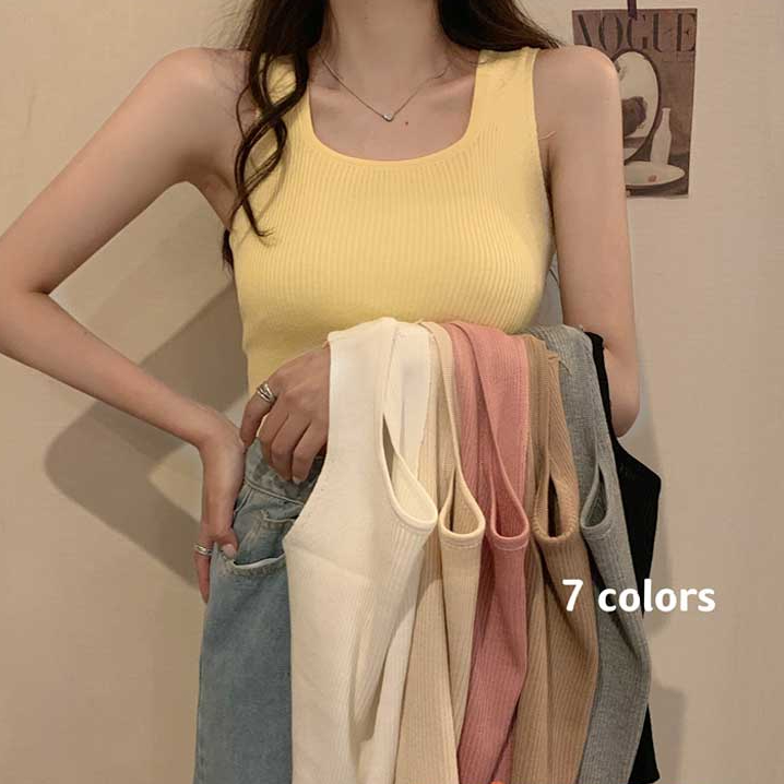 🌵Grace_chili🌵 28019 เสื้อกล้ามแขนกุด เสื้อครอปสายใหญ่ เสื้อกล้ามน่ารัก ดีเทลผ้าร่องใส่สบาย