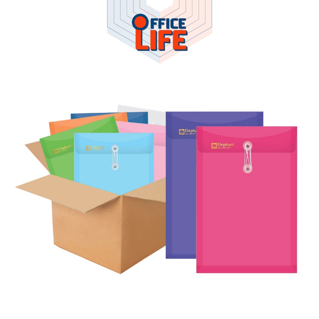 Elephant (ตราช้าง) แฟ้มซองผูกเชือก แฟ้มกระเป๋าซองตาไก่ รุ่น 431 ขนาด A4 / F4 ขยา