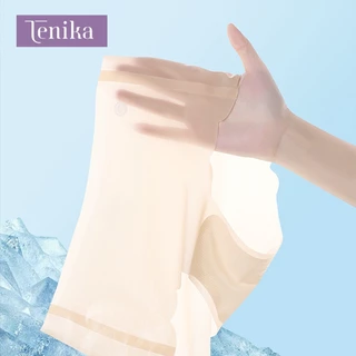 TENIKA กางเกงในผู้หญิง ส่วนที่บาง Ice Silk ไร้ขอบ เอวกลาง สบายตัว ผ้าเรียบนุ่มลื่น