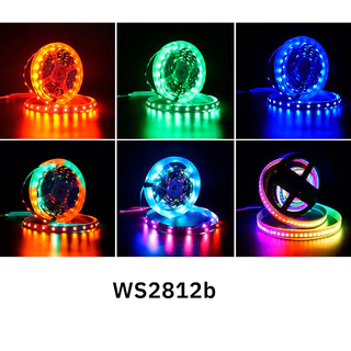 แถบไฟ Led WS2812B DC5V 60 ดวง/M ยาว 2ม. 5ม. ยืดหยุ่น แถบไฟ Led Strip ตัวควบคุมเพลง LED บลูทูธ สายไฟ Led