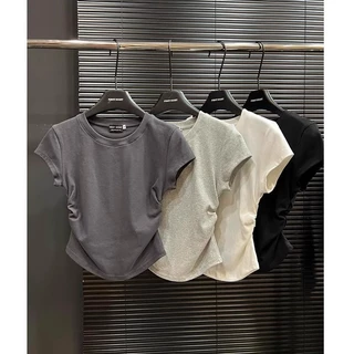 พร้อมส่งในไทย** เสื้อผ้าผู้หญิง แขนสั้น เอวแคบ สลิม สไตล์เกาหลี Y119