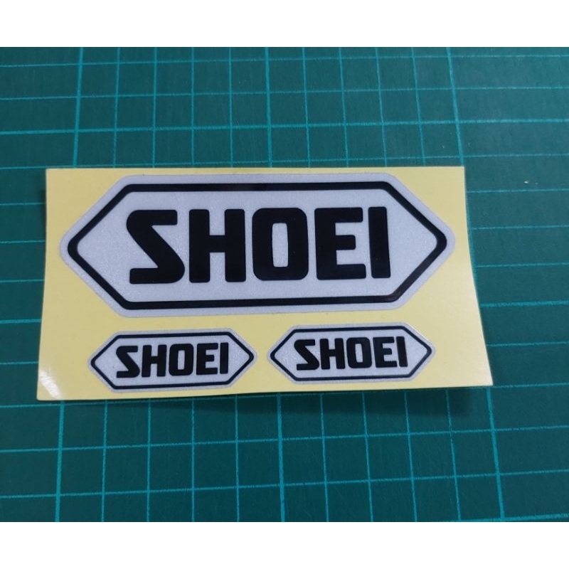 sticker SHOEIพิมพ์3m ขนาด10X3.6cm 1 ชิ้น ขนาด 4*1.5cm 2ชิ้น