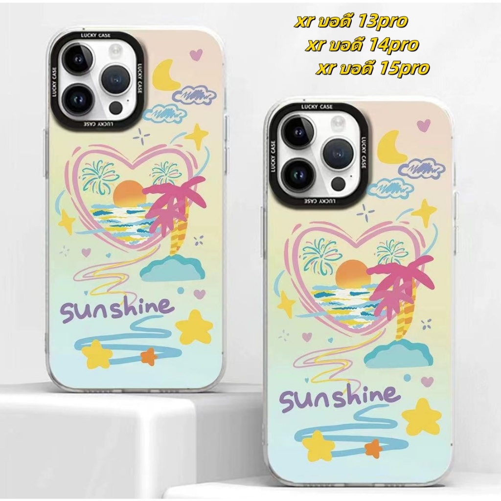 ส่งจากไทย การไล่ระดับสี ต้นมะพร้าว แฟชั่น เคส for iPhone XR body 14Pro 13Pro เคสไอโฟน Xr บอดี้ 13Pro body 15pro case