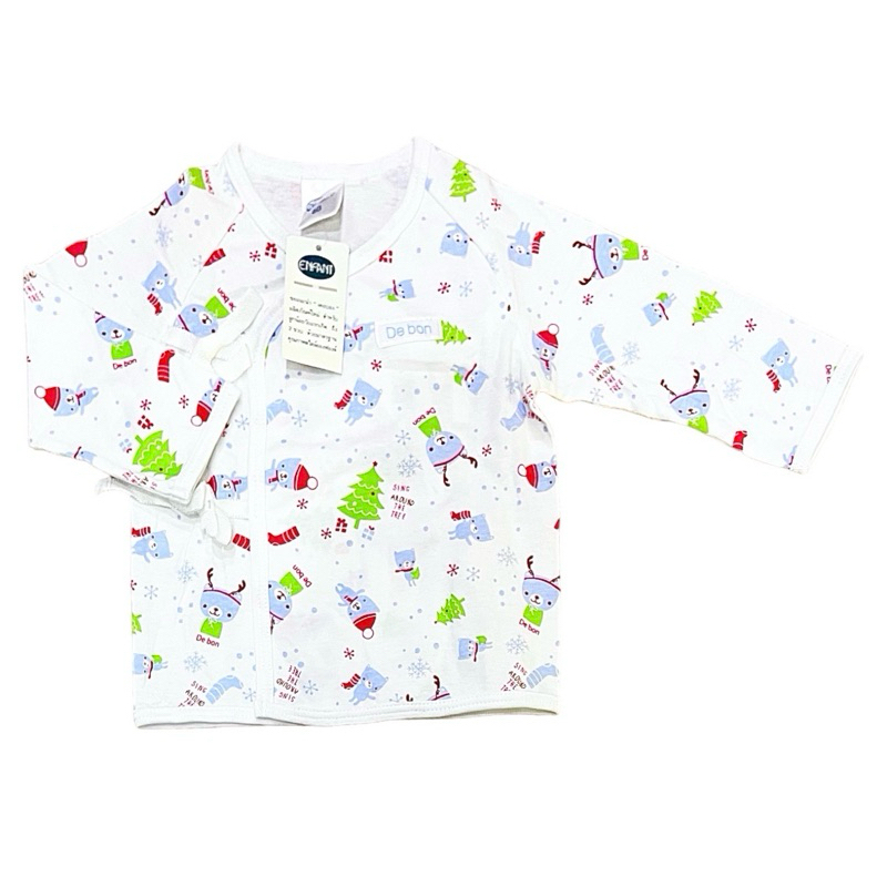 Enfant Debon New Collection เสื้อเดี่ยวเด็กอ่อน ผูกหน้าแขนยาว  Size 60 2-5กก. 0-3เดือน 70 3-7กก. 3-6เดือน
