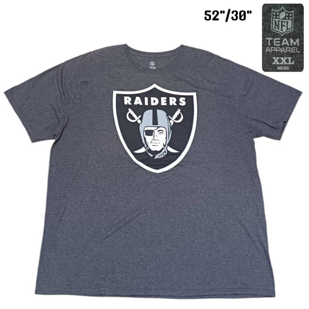 NFL TEAM RAIDERS SHIRT  เสื้อยืดคอตตอล เอ็นเอฟแอล ไรเดอร์ สีเทา ไซส์ใหญ่ มือสอง สภาพดีมาก